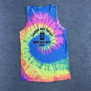 Colortone Shirt Mens Medium Multicolor Tie Dye Labor Day Beer Graphic Tank Top